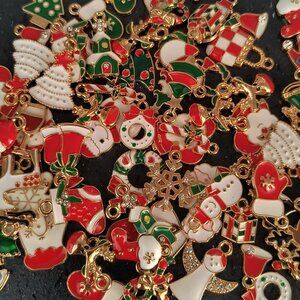 10 PC Christmas Enamel Pendant lot